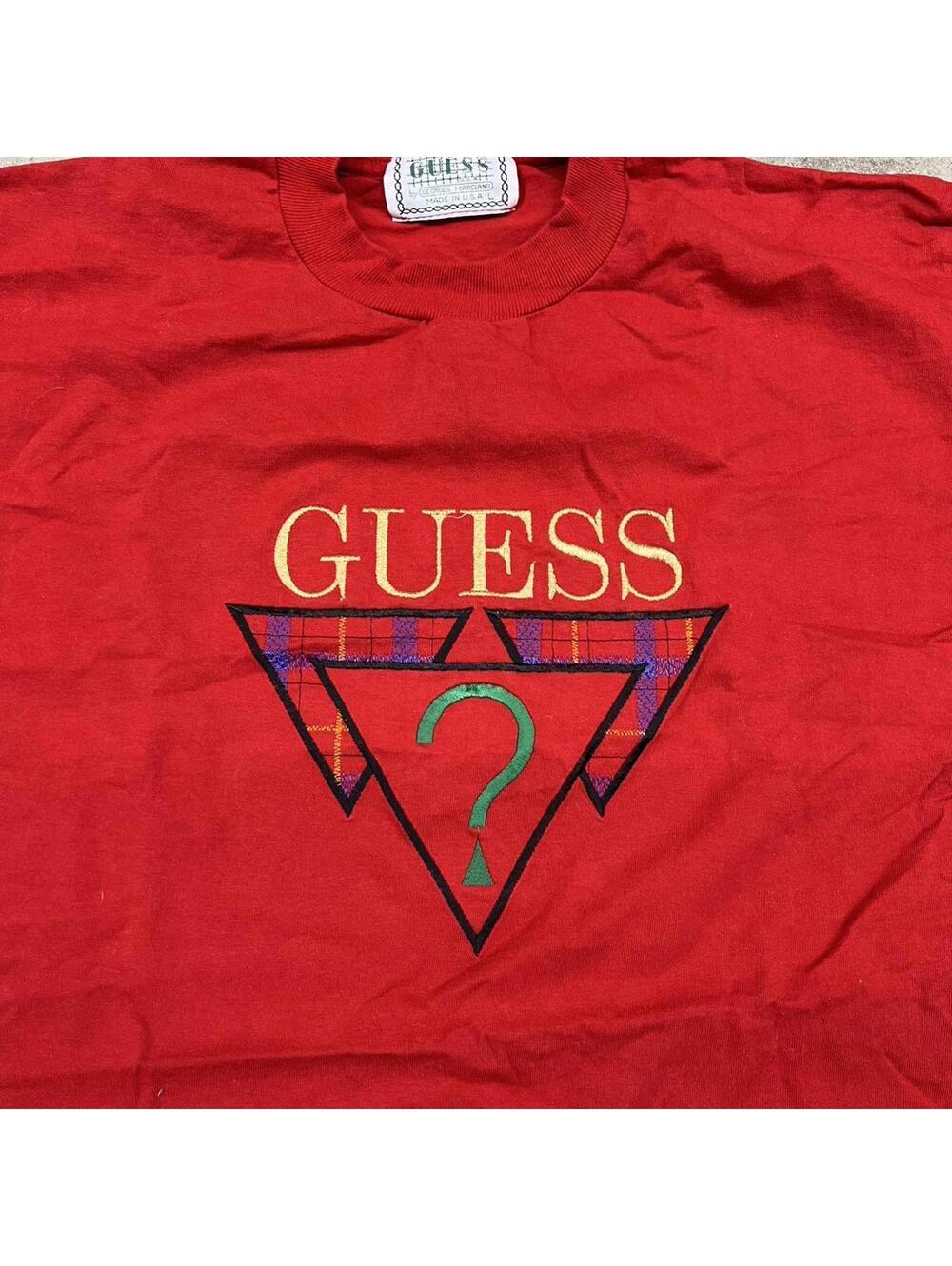 vintage guess jeans made in usa red shirt size large - Picture 2 of 3
